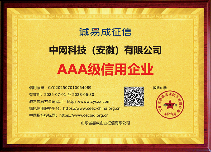 企业信用等级证书（招投标铜牌）-中网科技（安徽）有限公司20250701